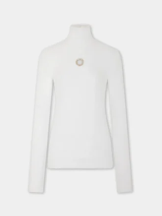 Turtleneck top in brushed knit