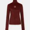Turtleneck top in brushed knit