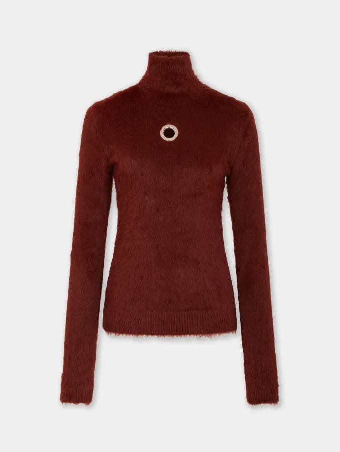 Turtleneck top in brushed knit