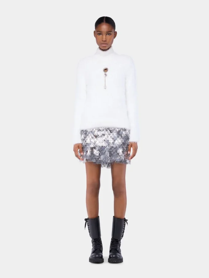 Turtleneck top in brushed knit