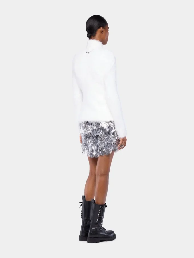 Turtleneck top in brushed knit