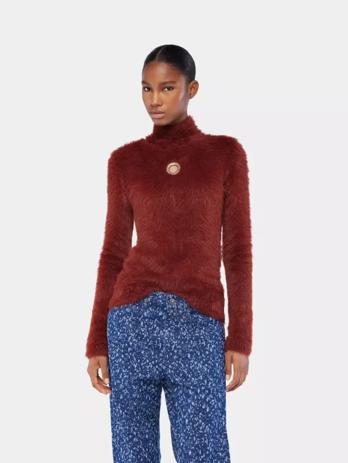Turtleneck top in brushed knit