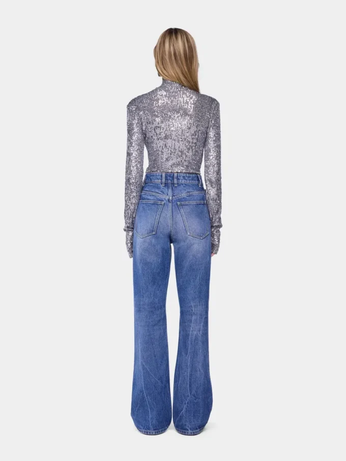 Turtleneck top in sequins