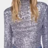Turtleneck top in sequins