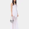 White long dress sleeveless in muslin and satin