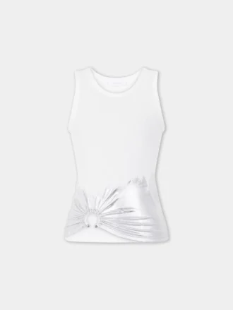 White tank top piercing in ribbed jersey White tank top piercing in ribbed jersey
