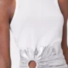 White tank top piercing in ribbed jersey