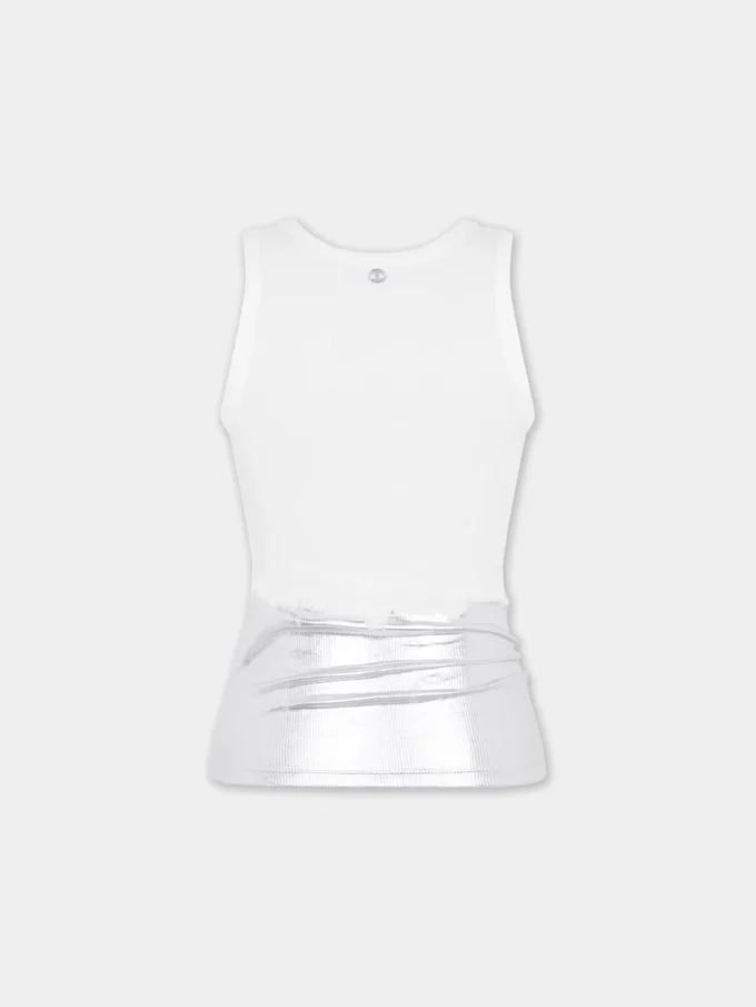 White tank top piercing in ribbed jersey